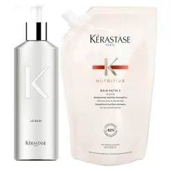 Kérastase Nutritive Bain Satin 2 Aluminium Bottle & Shampoo Refill Bundle