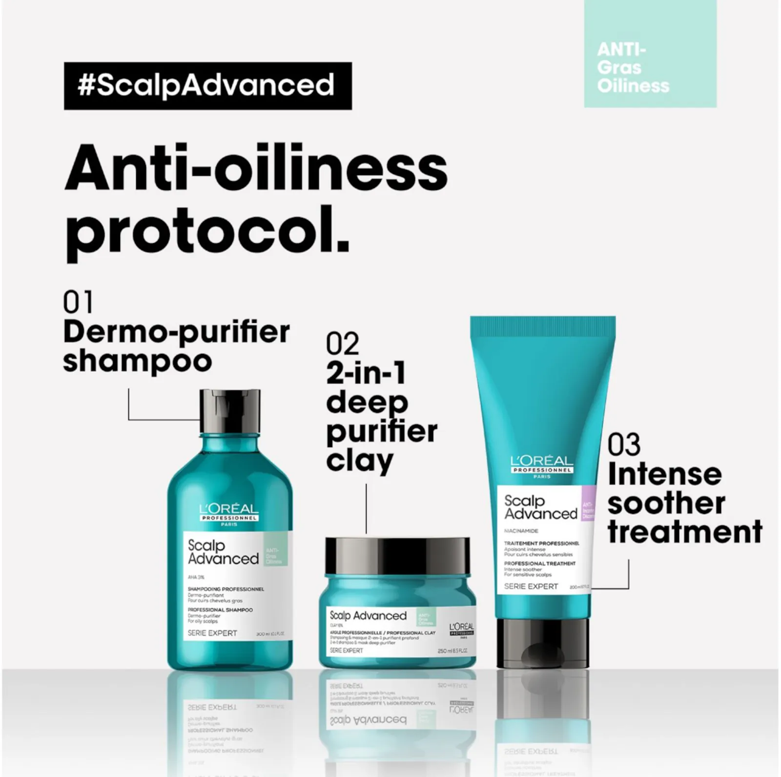 Loreal Professionnel Scalp Advanced Anti-oiliness Dermo-purifier Shampoo 500ml 16.9fl.oz 5 Loreal Professionnel Scalp Advanced Anti-oiliness Dermo-purifier Shampoo 500ml 16.9fl.oz - Image 3