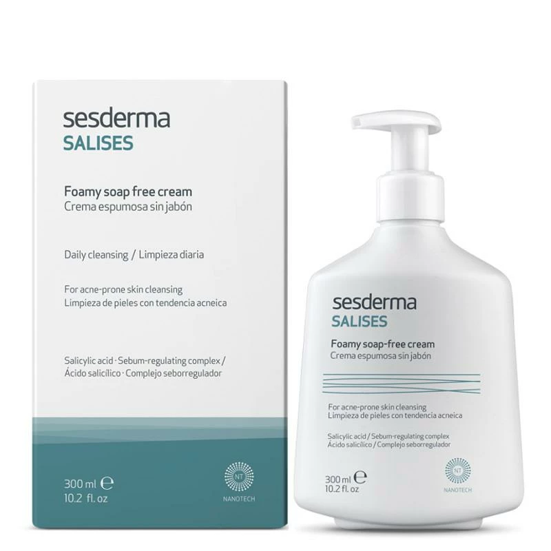 Sesderma Salises Foamy Soap Free Cream For Acne-prone Skin Cleansing 300ml 10.2fl.oz 4 Sesderma Salises Foamy Soap Free Cream For Acne-prone Skin Cleansing 300ml 10.2fl.oz - Image 2